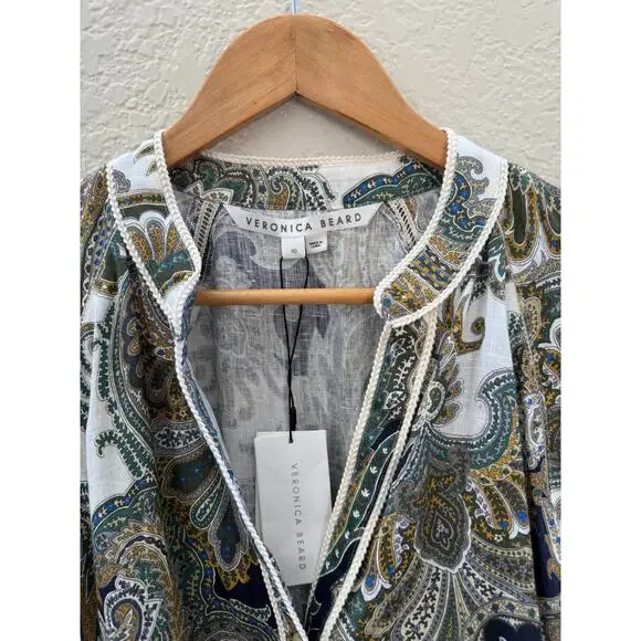 NWT $795 Veronica Beard Kadar Printed Linen Belted Maxi Dress - Picture 5 of 10